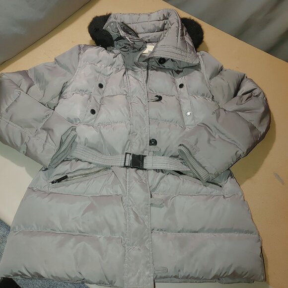 Michael Kors Puffer Coat Size Large Gray Womens Hooded Grey Polyester - Picture 8 of 16